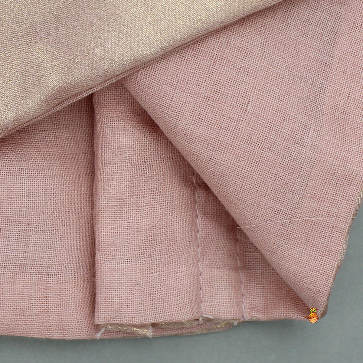 Pre Order: Gorgeous Shimmery Pink Draped Top With Shimmery Lehenga