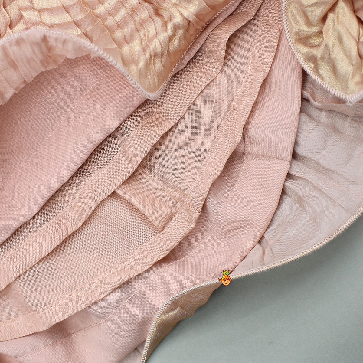 Pre Order: Gorgeous Shimmery Pink Draped Top With Shimmery Lehenga