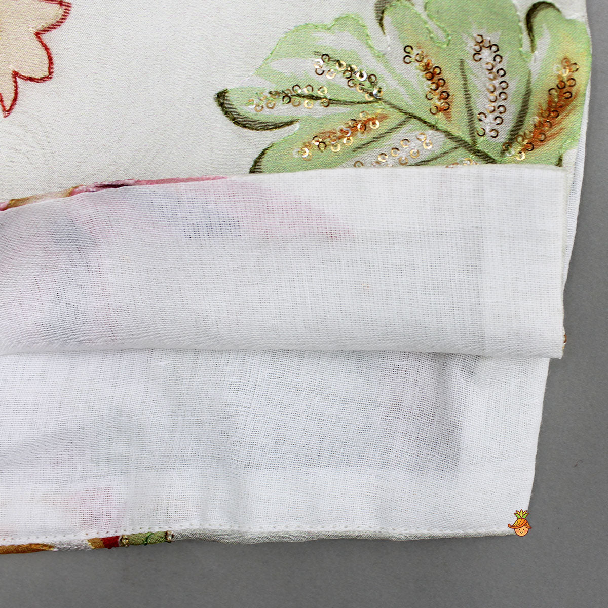 Pre Order: Ivory Floral Embroidered Organza Kurta With Dhoti