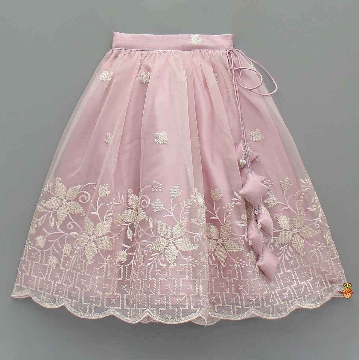 Pre Order: Pink Organza Crop Top With Lehenga