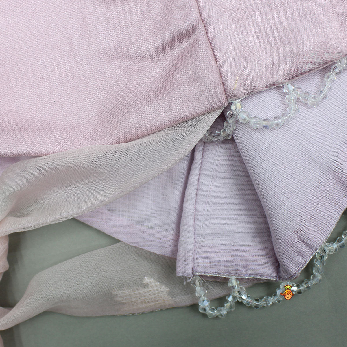Pre Order: Pink Organza Crop Top With Lehenga