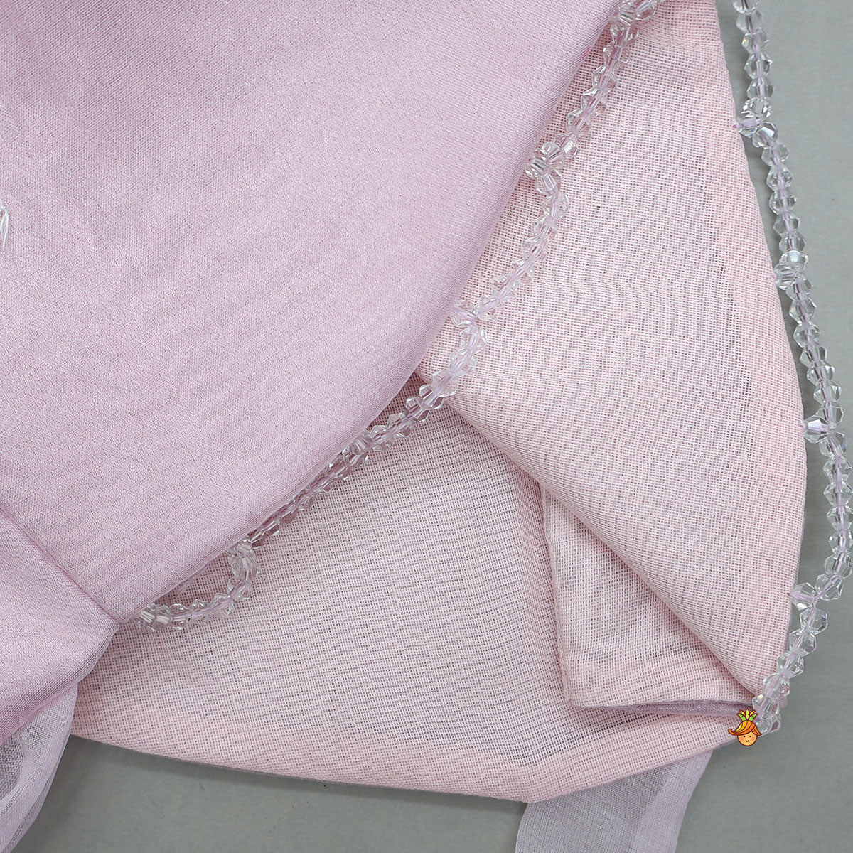 Pre Order: Pink Organza Crop Top With Lehenga