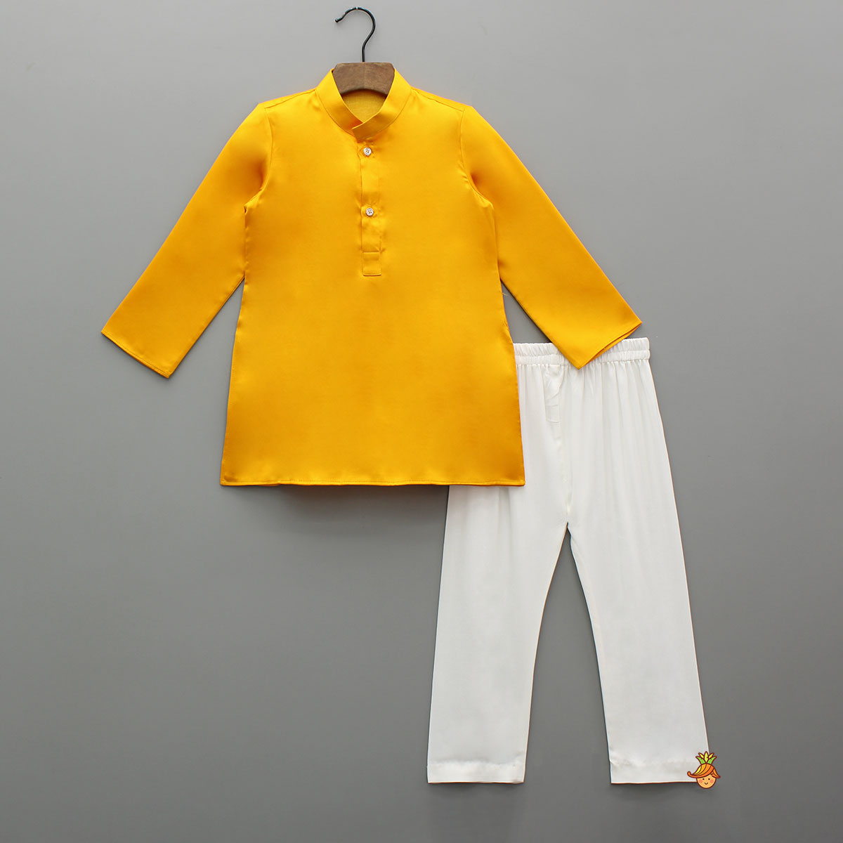 Pre Order: Yellow Kurta With Brocade Jacket And Pyjama