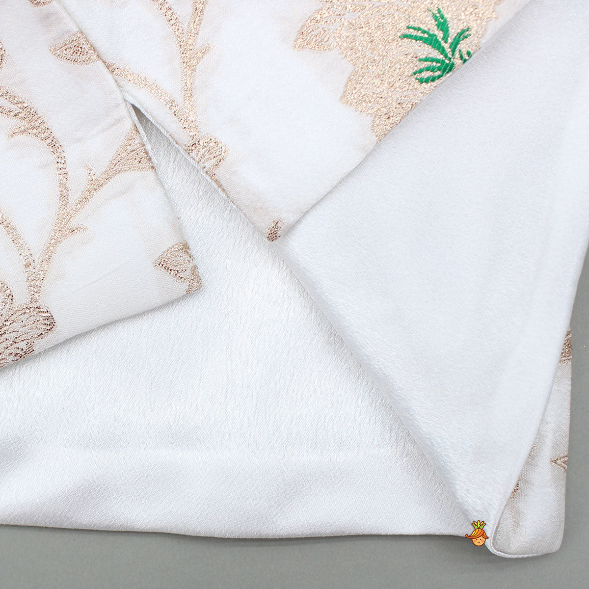 Pre Order: Yellow Kurta With Brocade Jacket And Pyjama