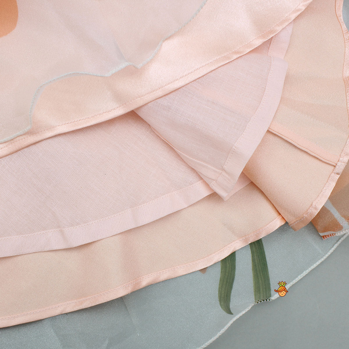 Pre Order: Peach Organza Floral Printed Halter Neck Top With Lehenga