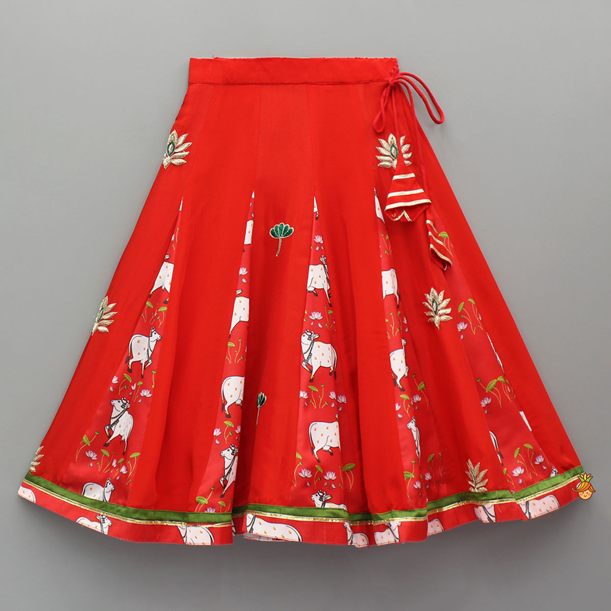 Pre Order: Red Applique Top With Matching Lehenga And Dupatta