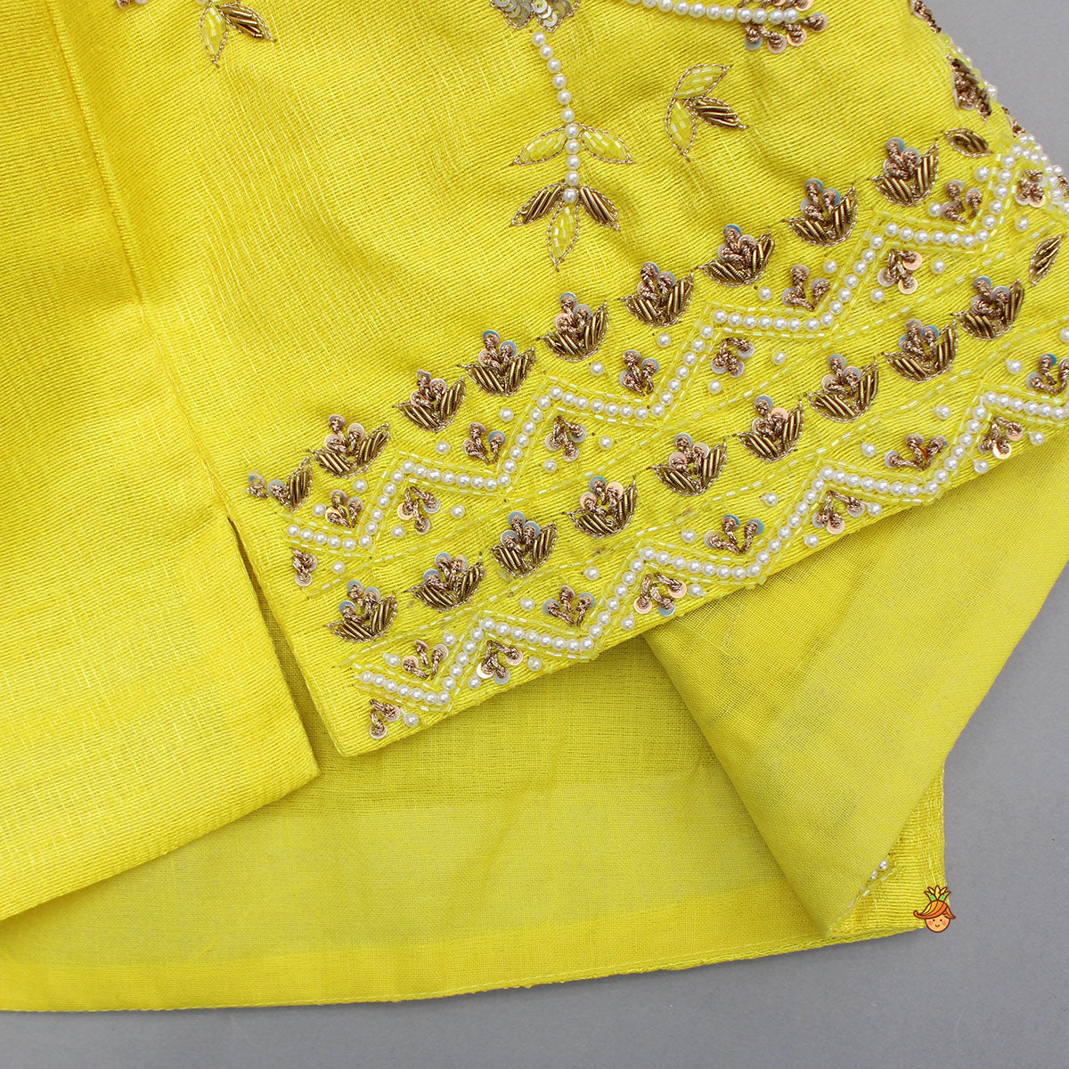 Pre Order: White Kurta With Zardozi Embroidered Sheen Yellow Jacket And Pyjama