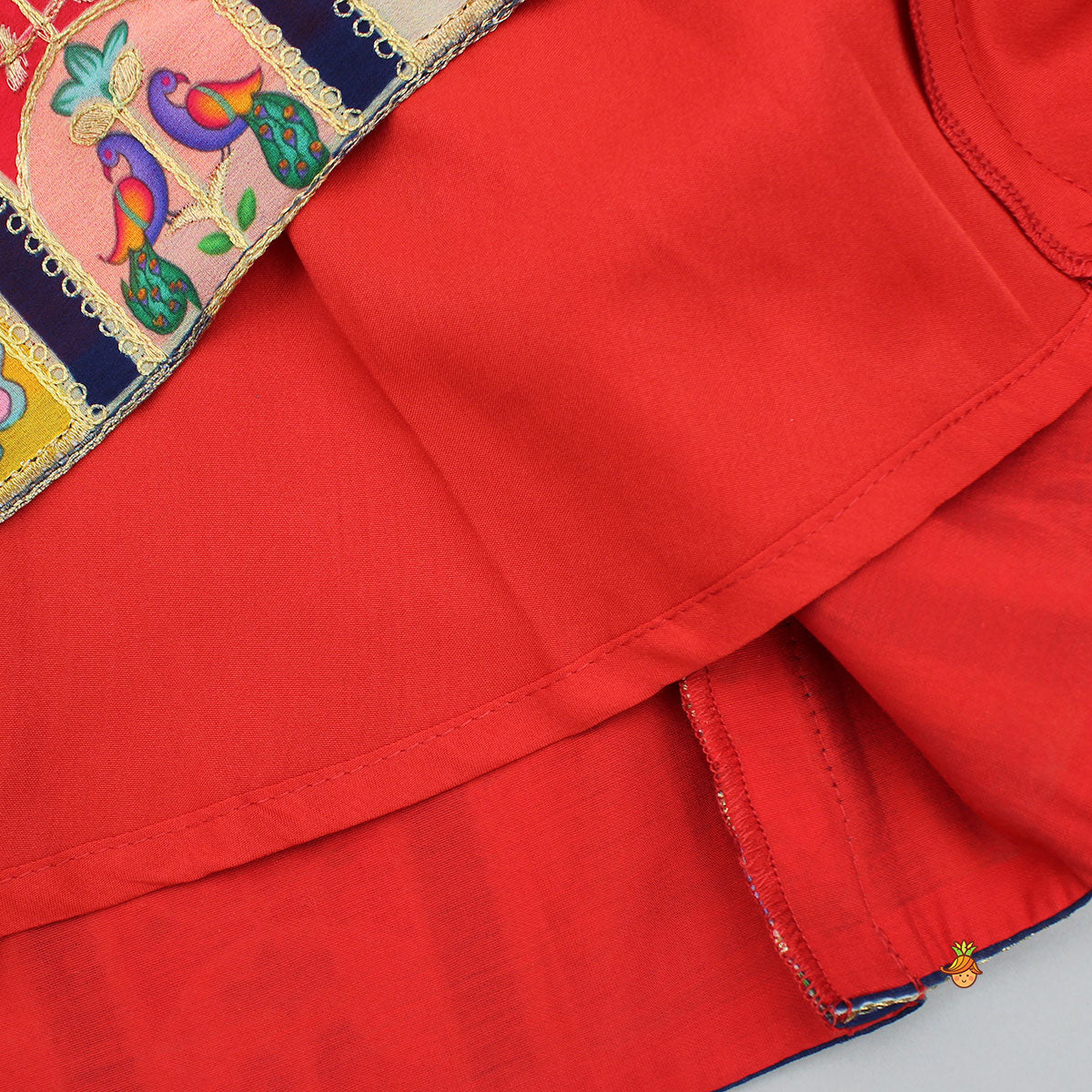 Fringed Hem Red Top And Lehenga With Matching Dupatta