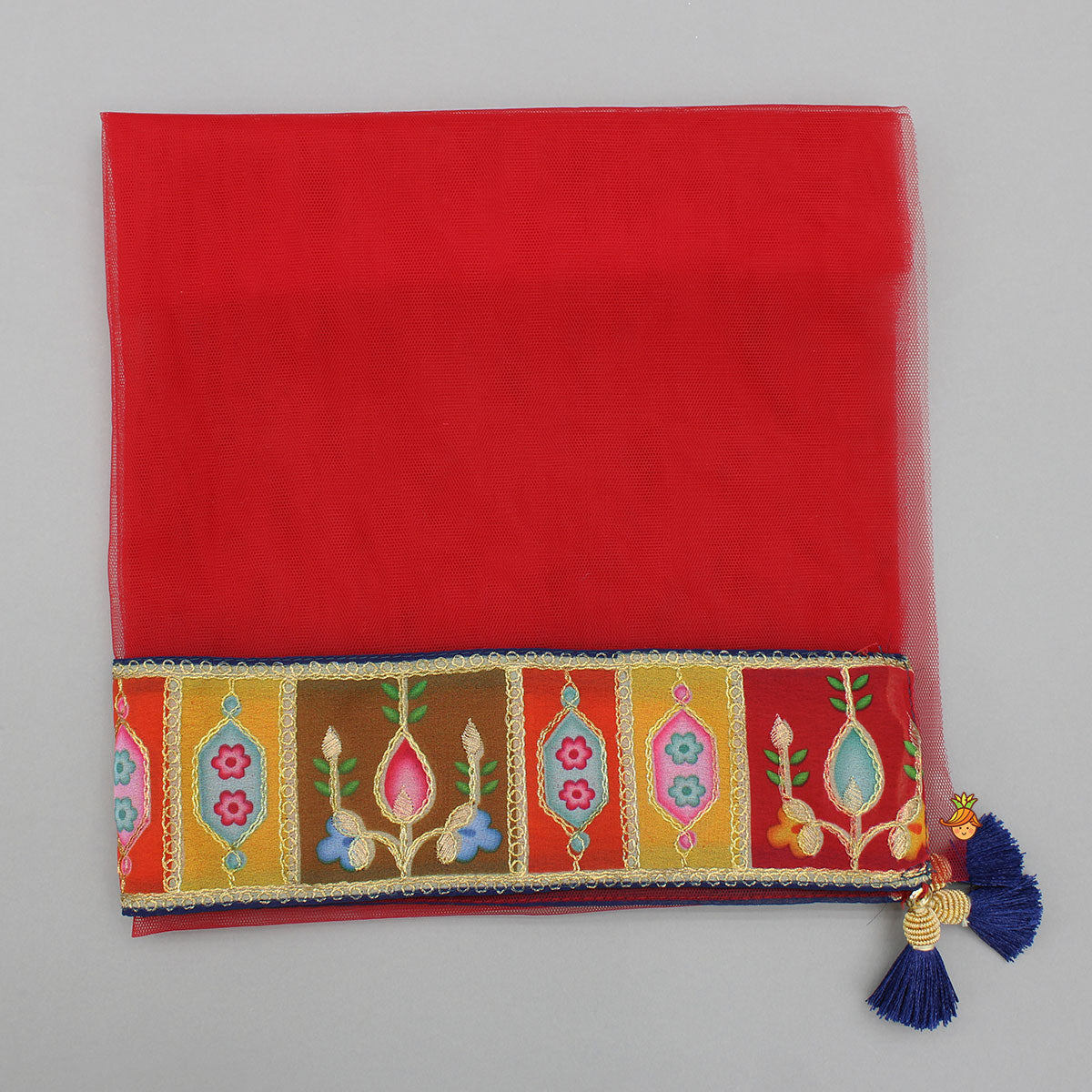 Fringed Hem Red Top And Lehenga With Matching Dupatta