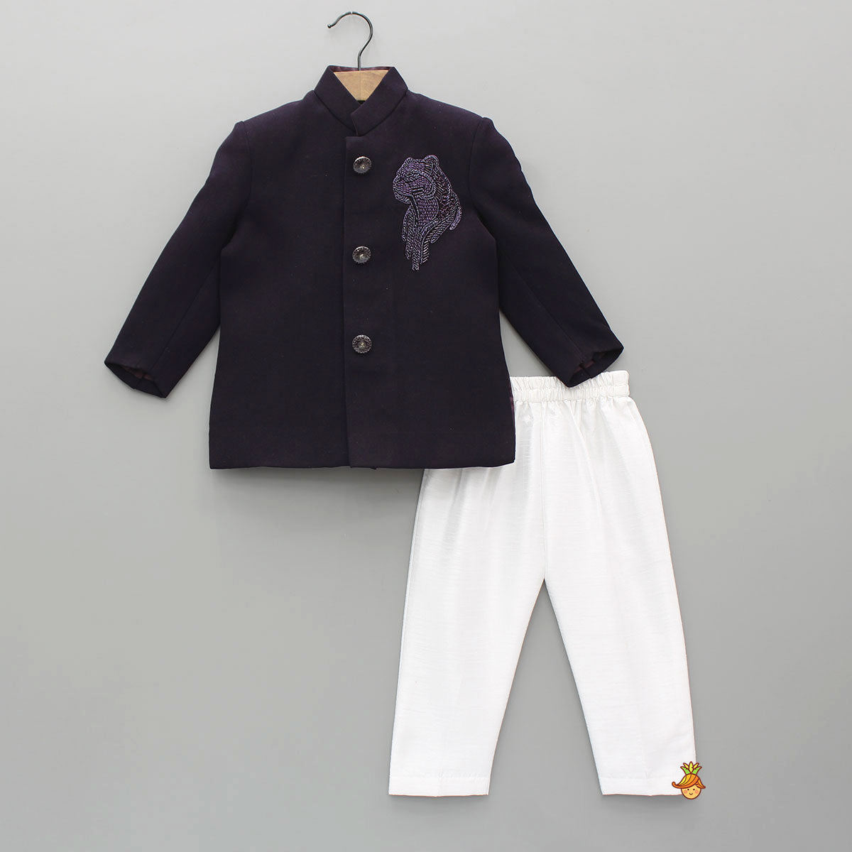 Pre Order: Elegant Embroidered Sherwani With White Pyjama
