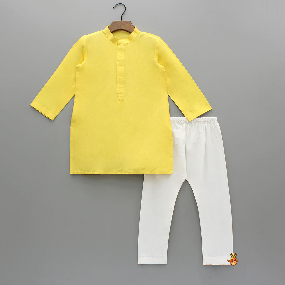 Pre Order: Yellow Kurta With Printed Jacket And Pyjama