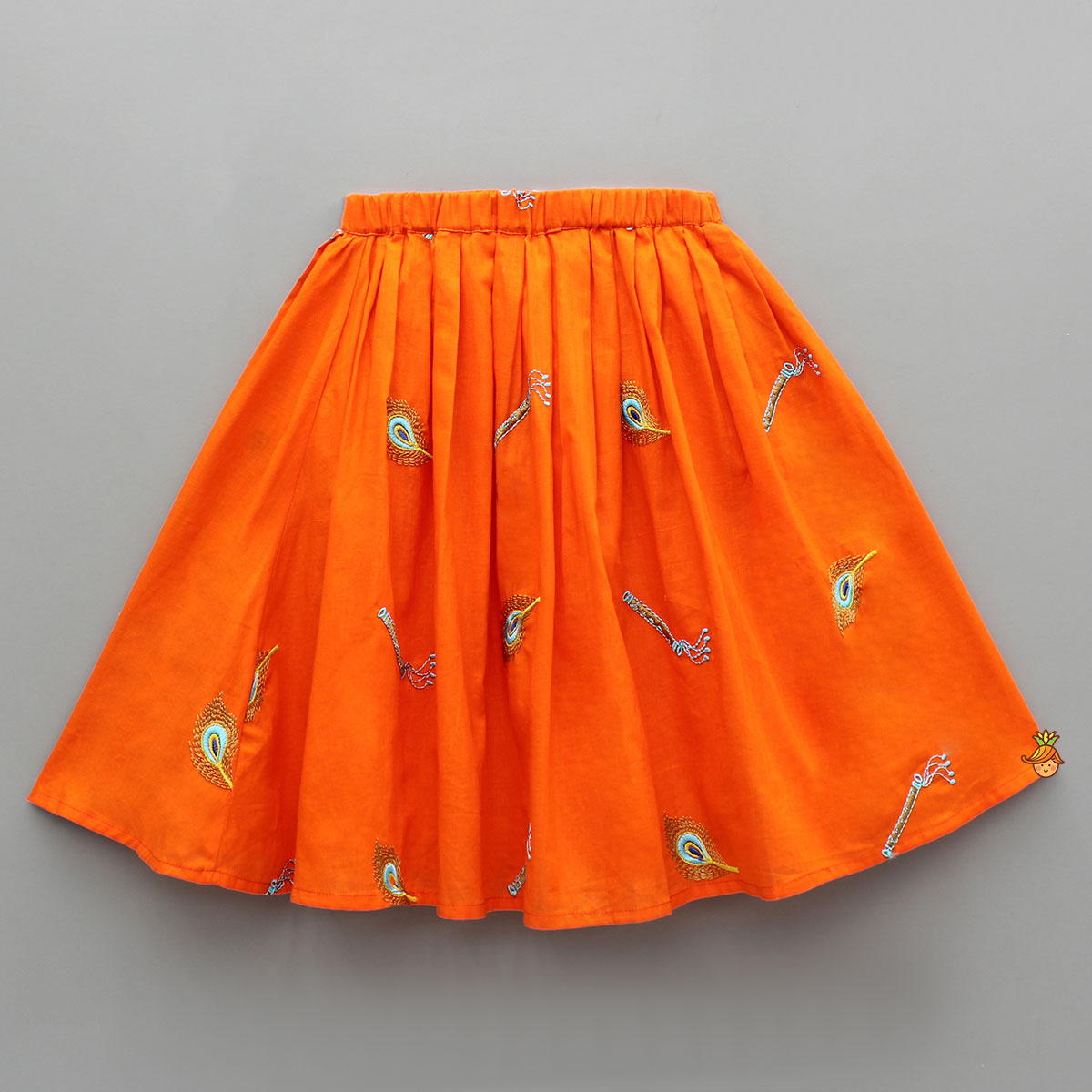 Pre Order: Scalloped Lace Detailed Orange Top And Lehenga