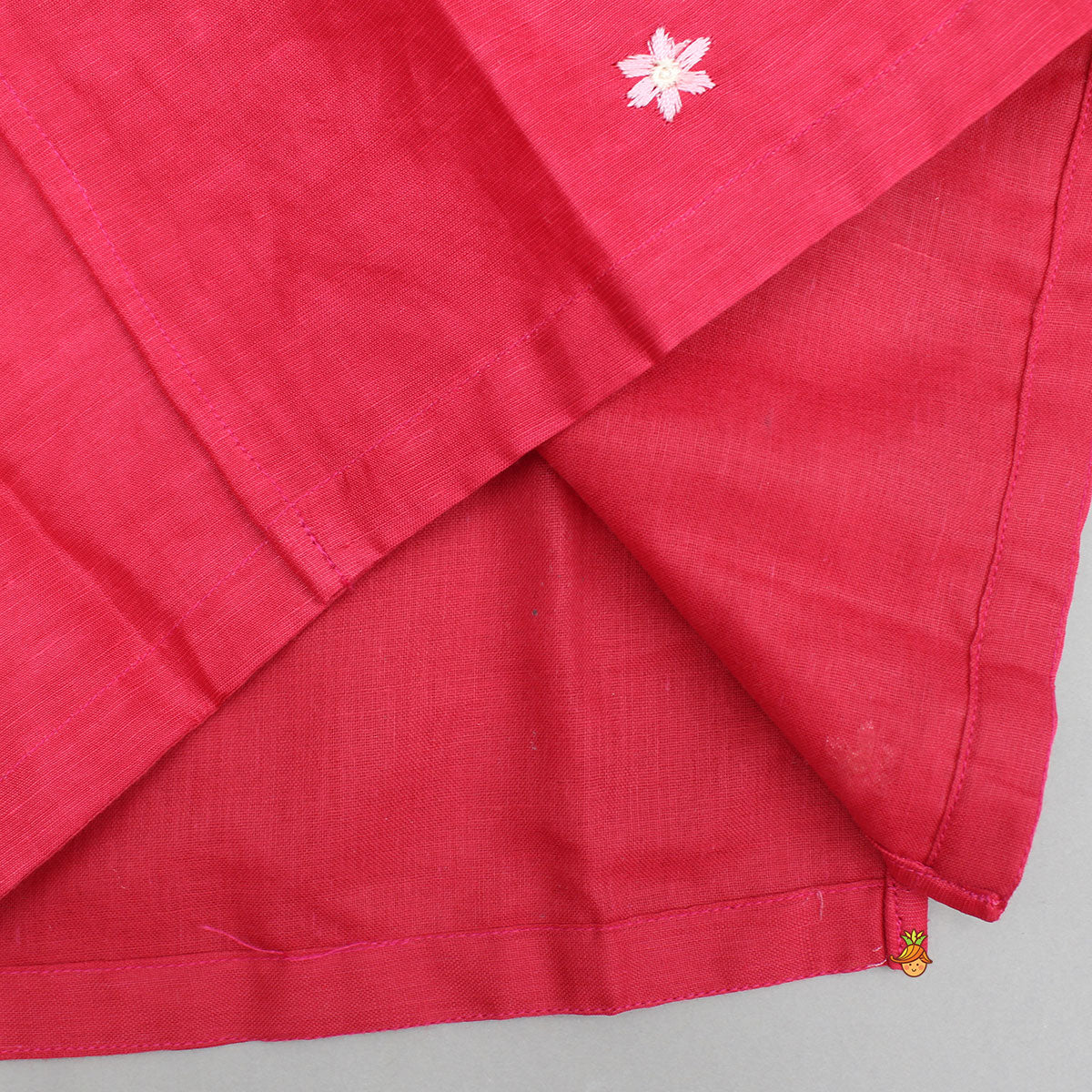 Pre Order: Red Kurta With Front Open Floral Embroidered Jacket And Pyjama