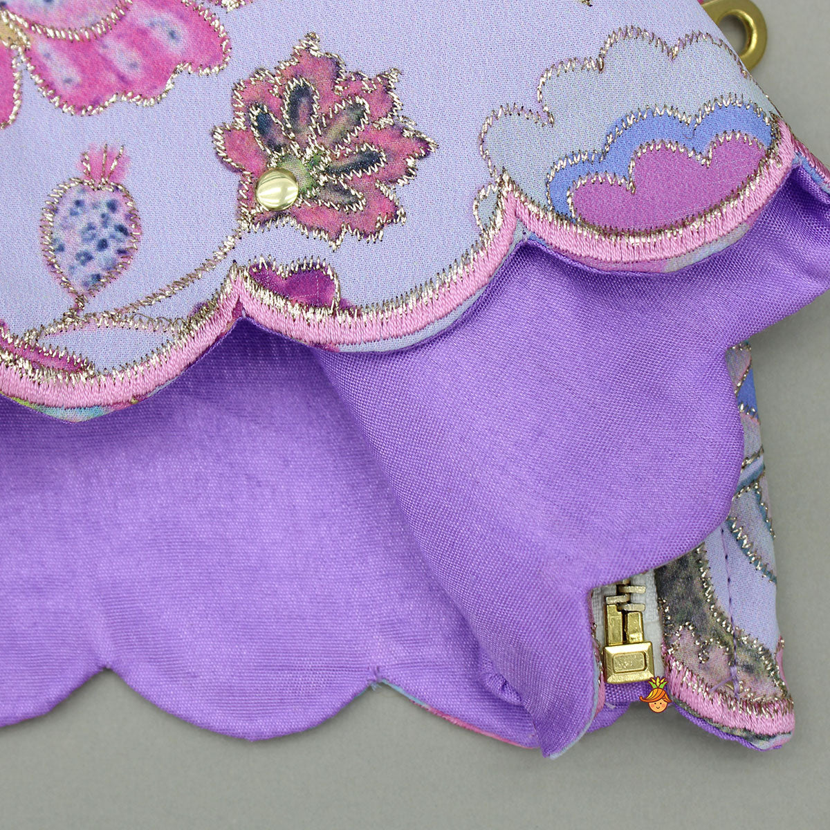 Pre Order: Gorgeous Multicolour Printed One Shoulder Scalloped Top With Flared Sharara And Drape Attached Dupatta