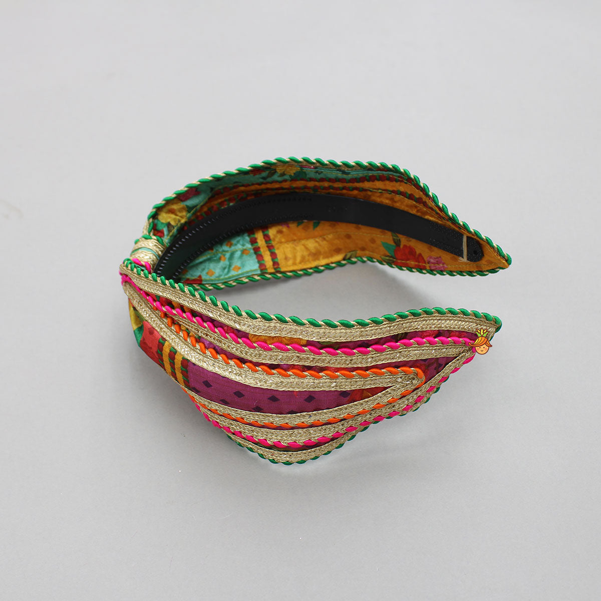 Pre Order: Elegant Multicolour Printed Sleeveless Dress With Attached Bag And Matching Hairband