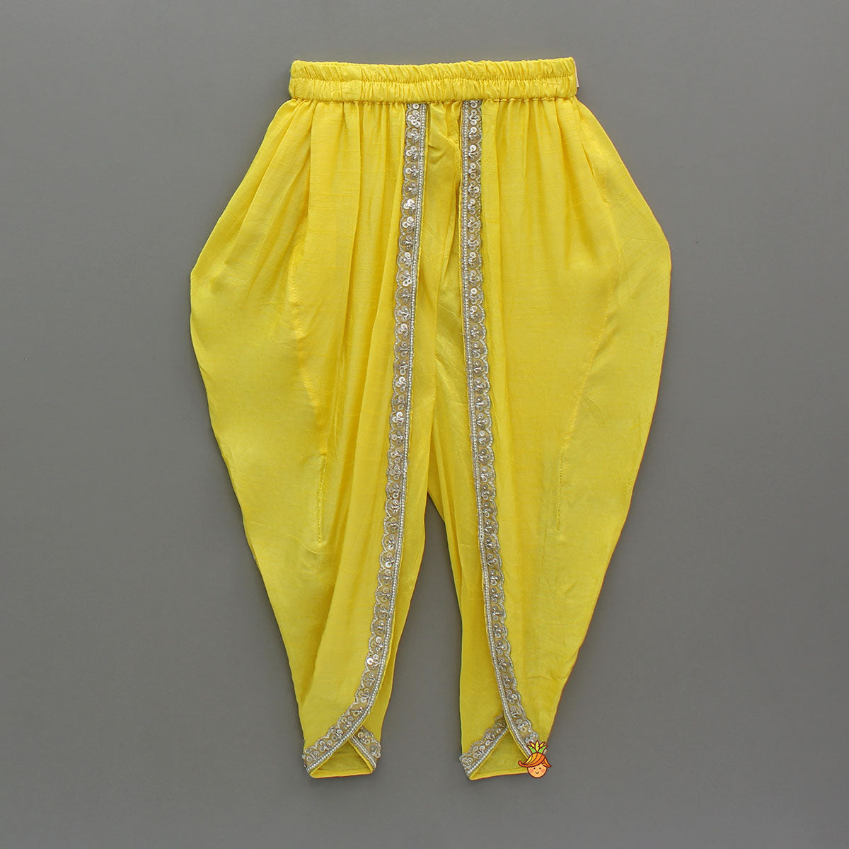 Pre Order: Yellow Sequin Embroidered Sleeveless Kurti With Dhoti And Dupatta