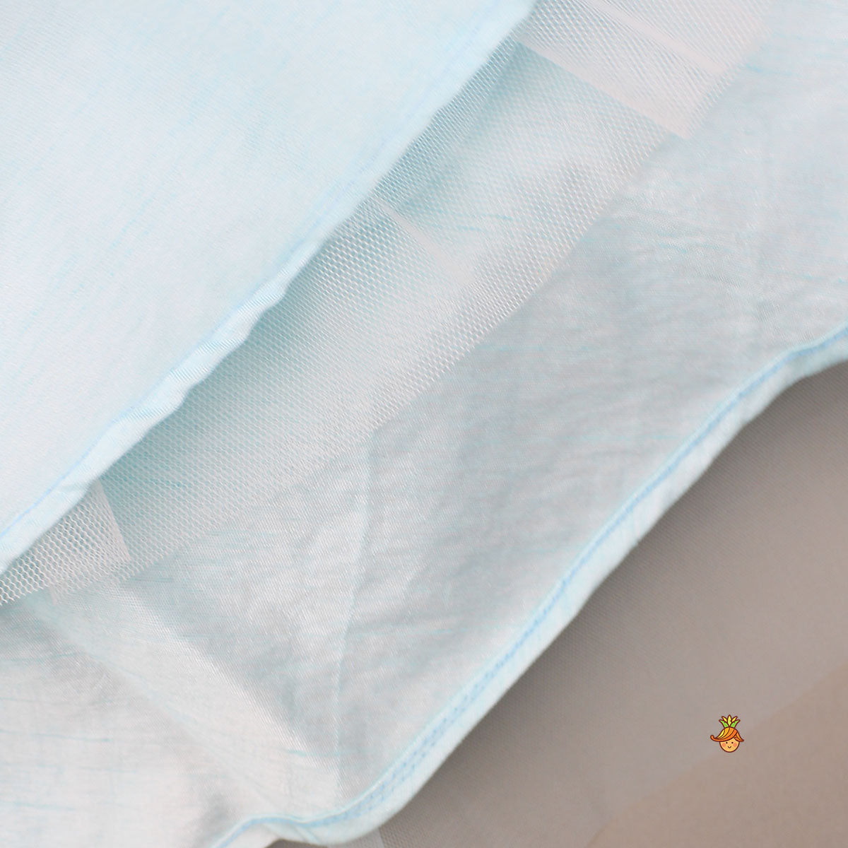 Blue Ruffled Net Dress With Stylish Sleeves