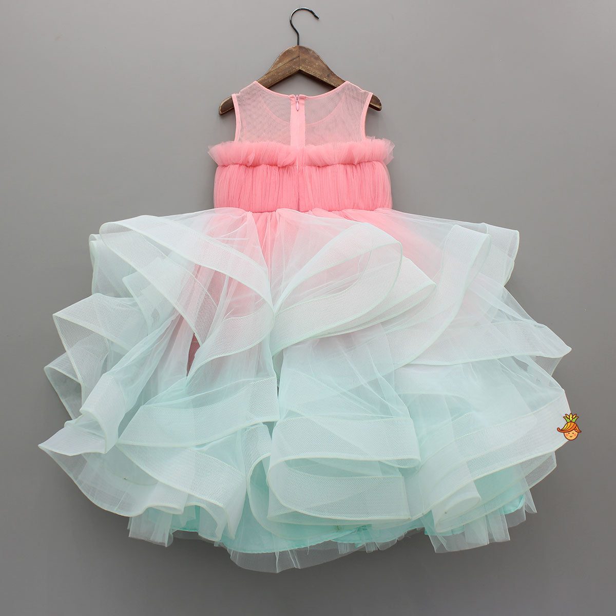 Pre Order: Beautiful Ombre Ruffled Gown With Butterfly Embellishments