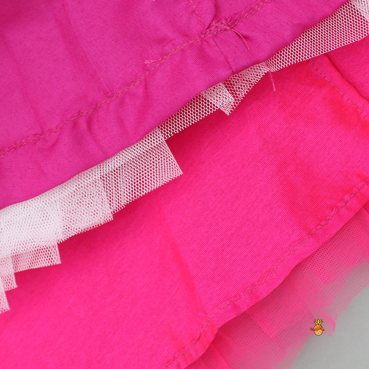Pre Order: Hot Pink Flower Adorned Dress With Detachable Butterfly Wings