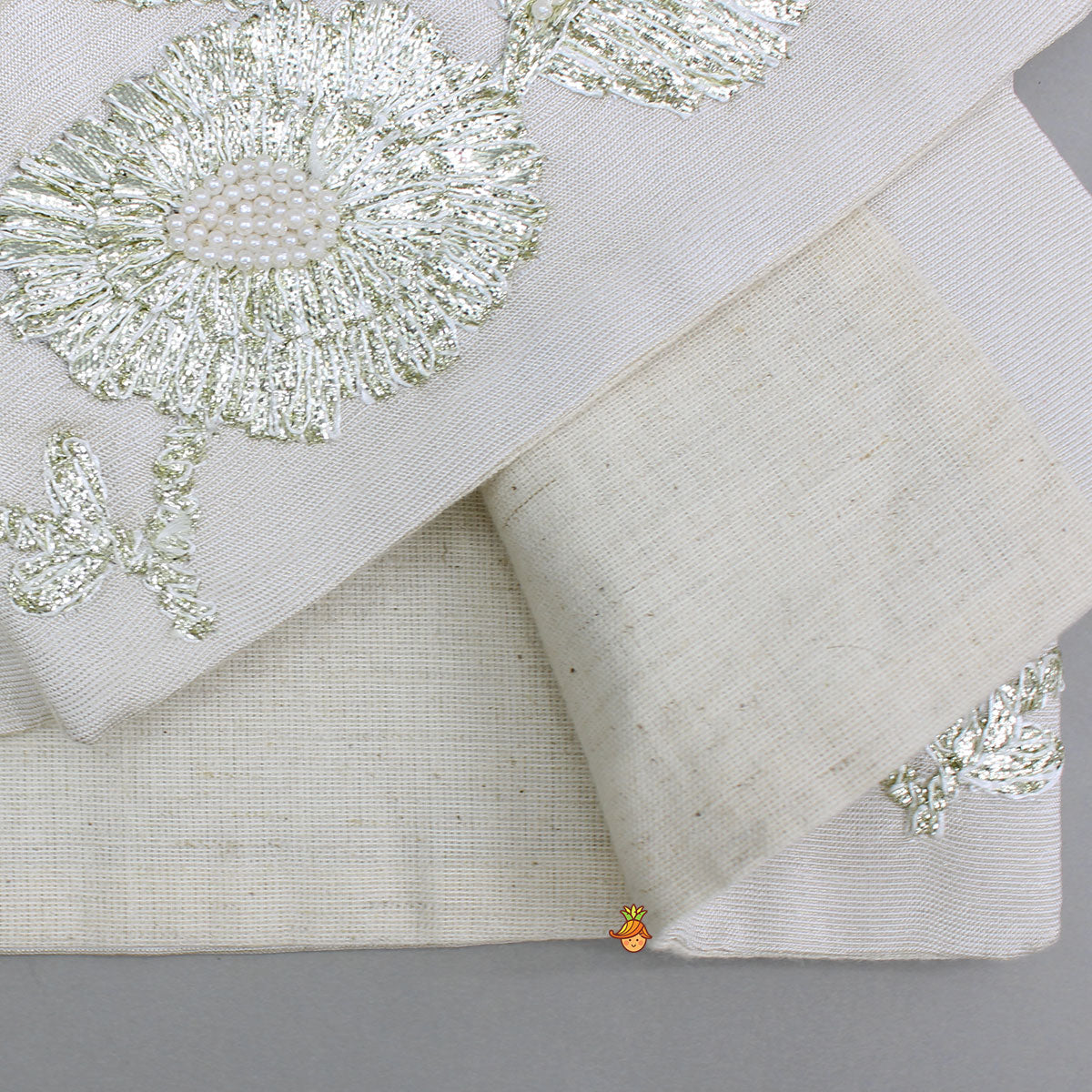 Pre Order: Shimmery Ivory Kurta With Front Open Gota Embroidered Jacket And Pyjama