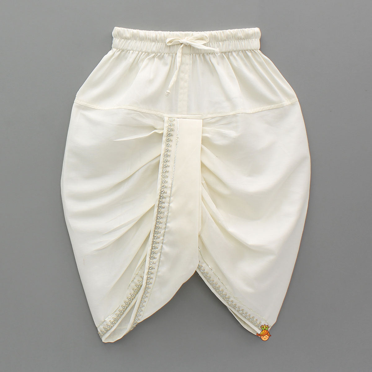 Pre Order: Off White Kurta With Front Open Sequin Laced Jacket And Dhoti