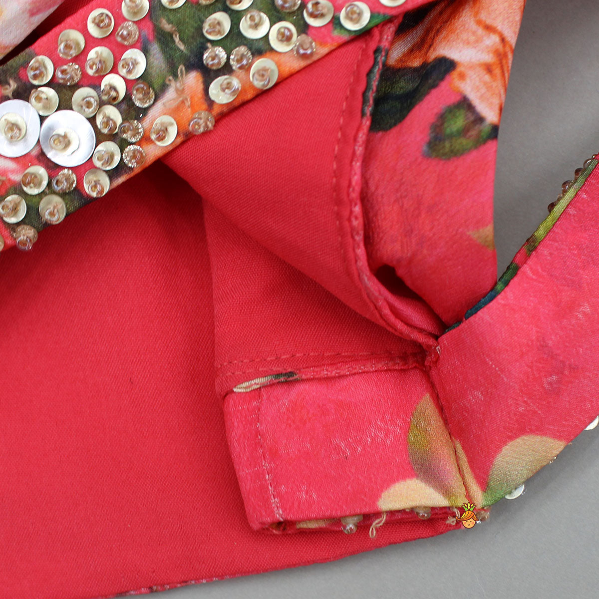 Pre Order: Red Floral Printed Draped Top With Flared Palazzo
