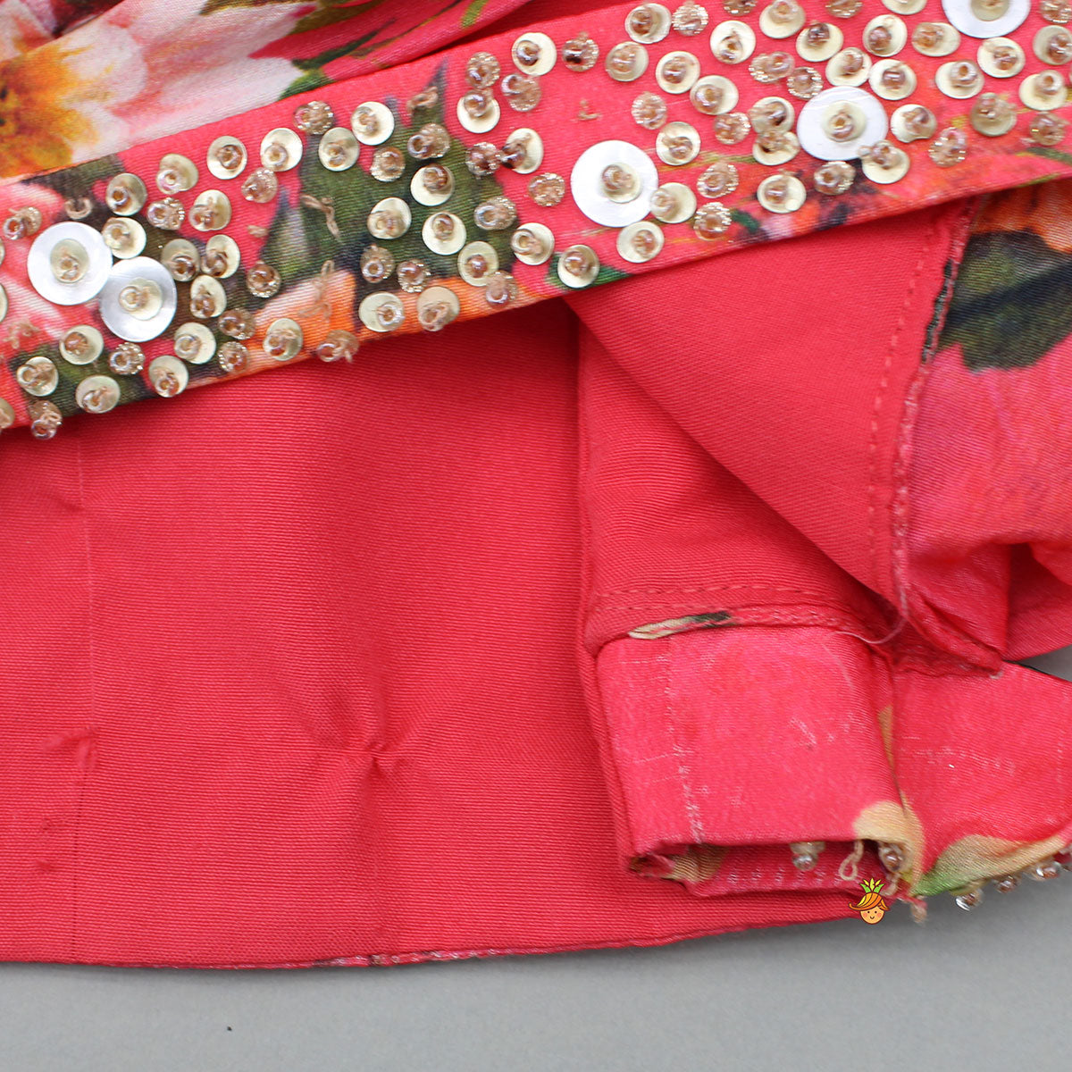 Pre Order: Red Floral Printed Draped Top With Flared Palazzo