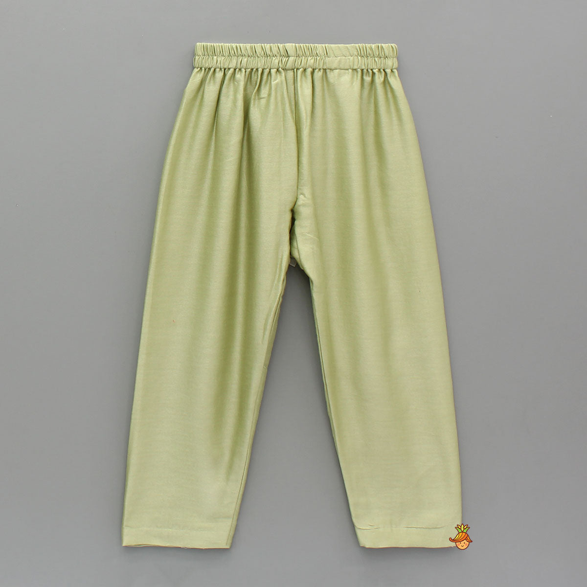 Pre Order: Green Pin Tuck Detailed Kurta With Multicolour Embroidered Front Open Jacket And Pyjama