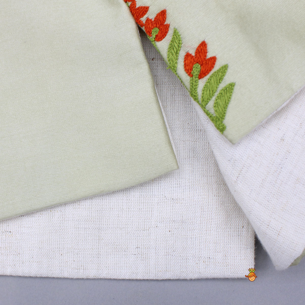 Pre Order: Green Pin Tuck Detailed Kurta With Multicolour Embroidered Front Open Jacket And Pyjama