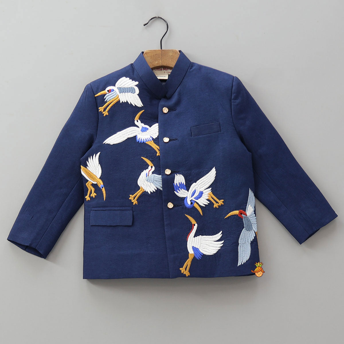 Pre Order: Blue Bird Embroidered Sherwani With Off White Pyjama