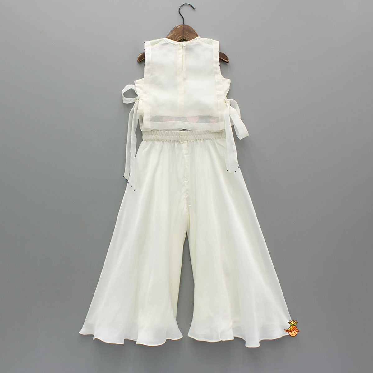 Pre Order: White Organza Vest With Top And Palazzo