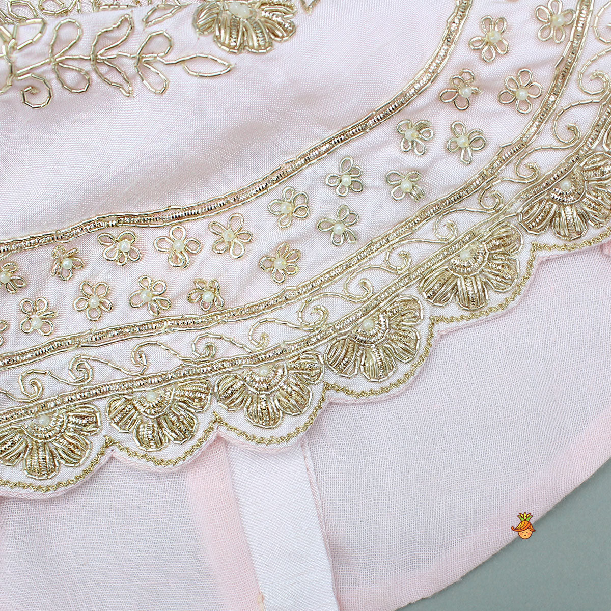 Pre Order: Pink Floral Embroidered Stylish Hem Top With Palazzo And Dupatta