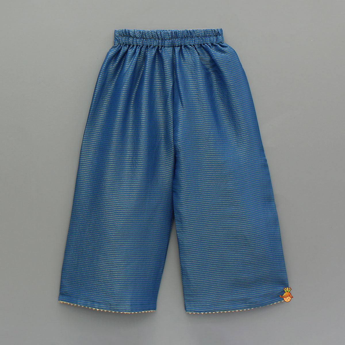 Blue Gota Work Top With Wide-Leg Pant And Dupatta