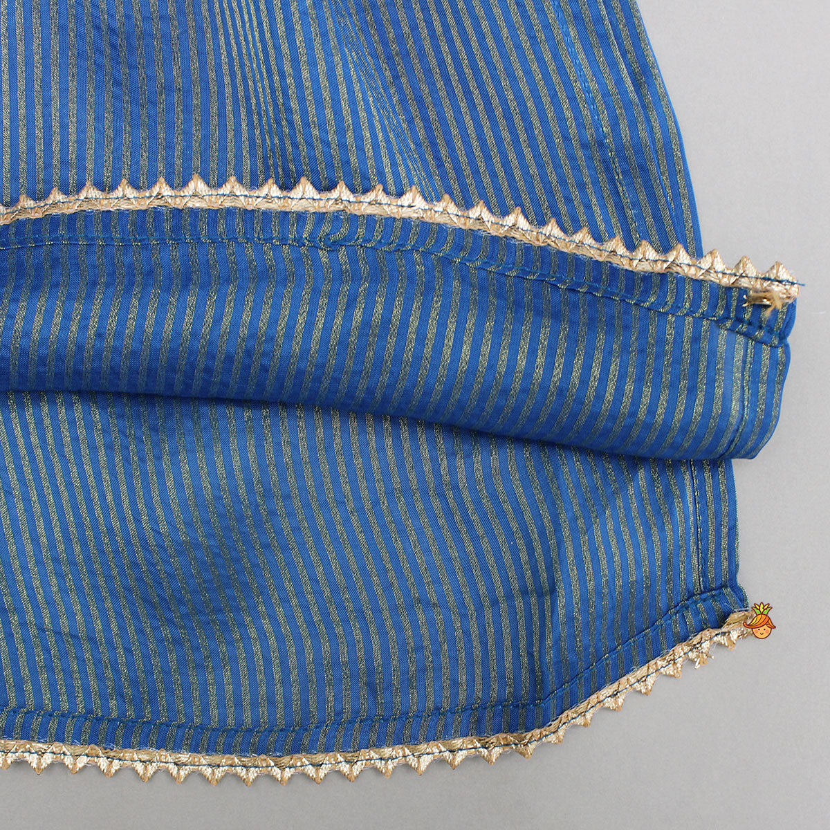 Blue Gota Work Top With Wide-Leg Pant And Dupatta