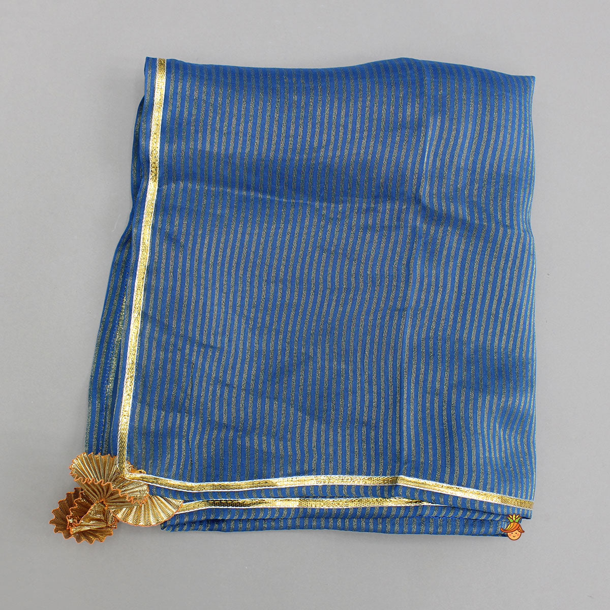 Blue Gota Work Top With Wide-Leg Pant And Dupatta
