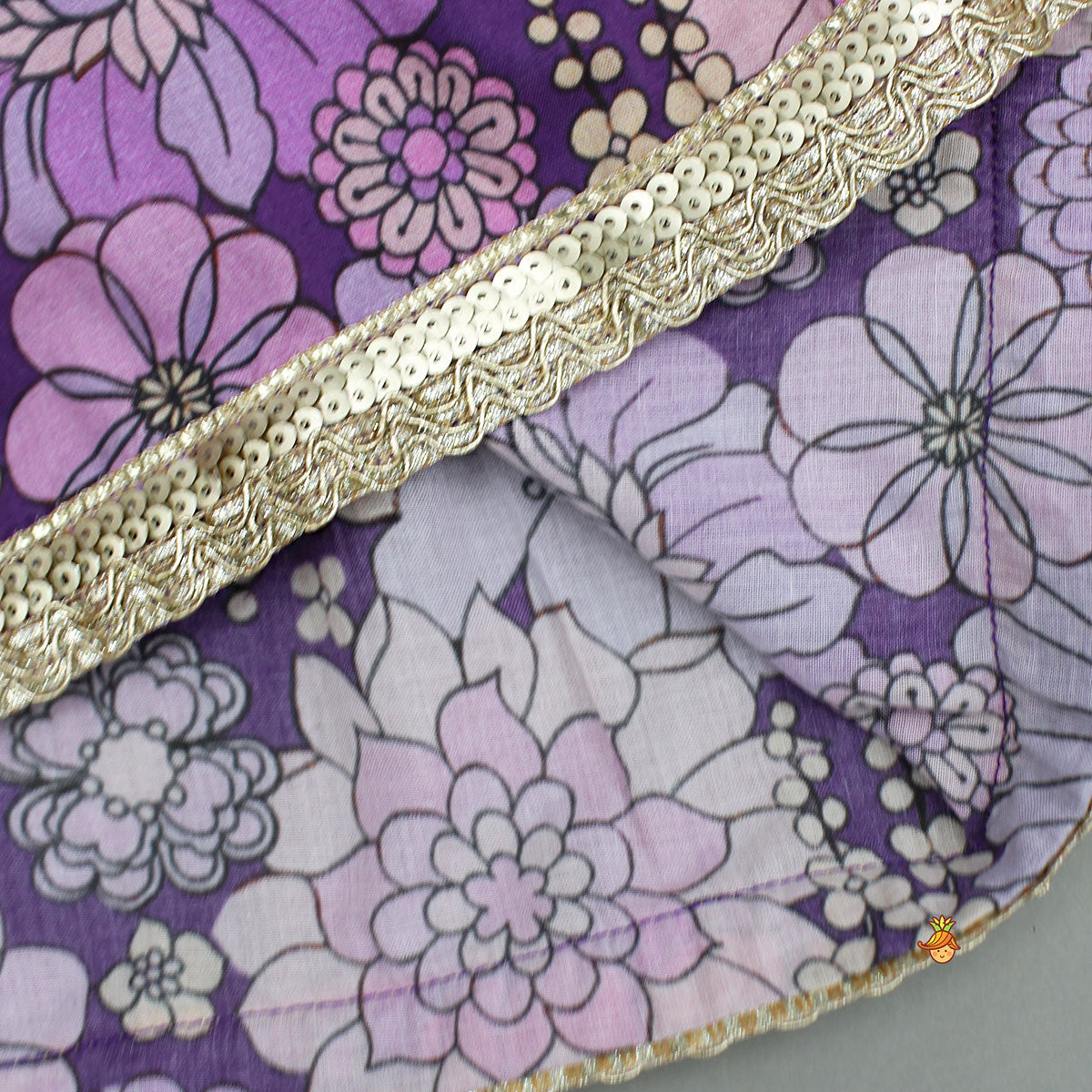 Purple Floral Printed Kurti With Matching Pant And Dupatta