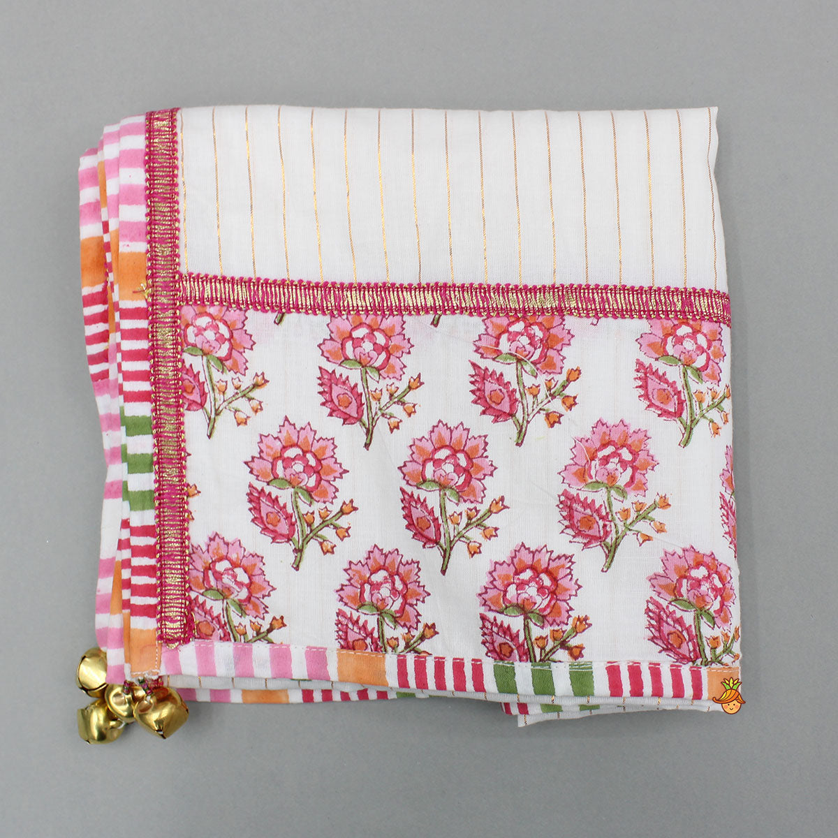 Pre Order: Floral Printed Cotton Kurti With Sharara And Dupatta