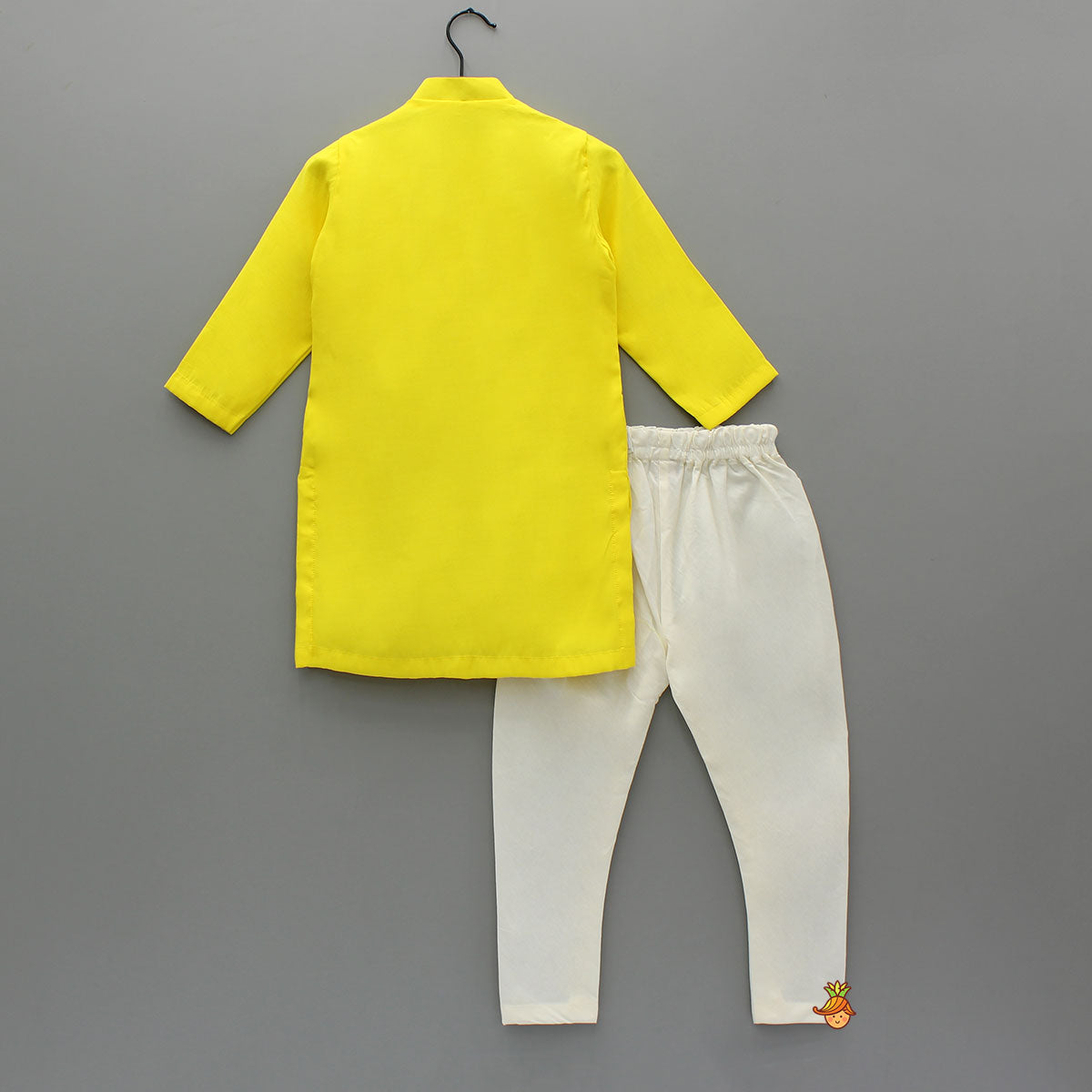 Pre Order: Yellow Lotus Embroidered Kurta With Churidar