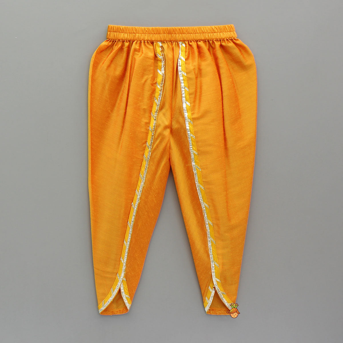 Pre Order: Krishna Hand Painted Top With Lace Work Orange Dhoti