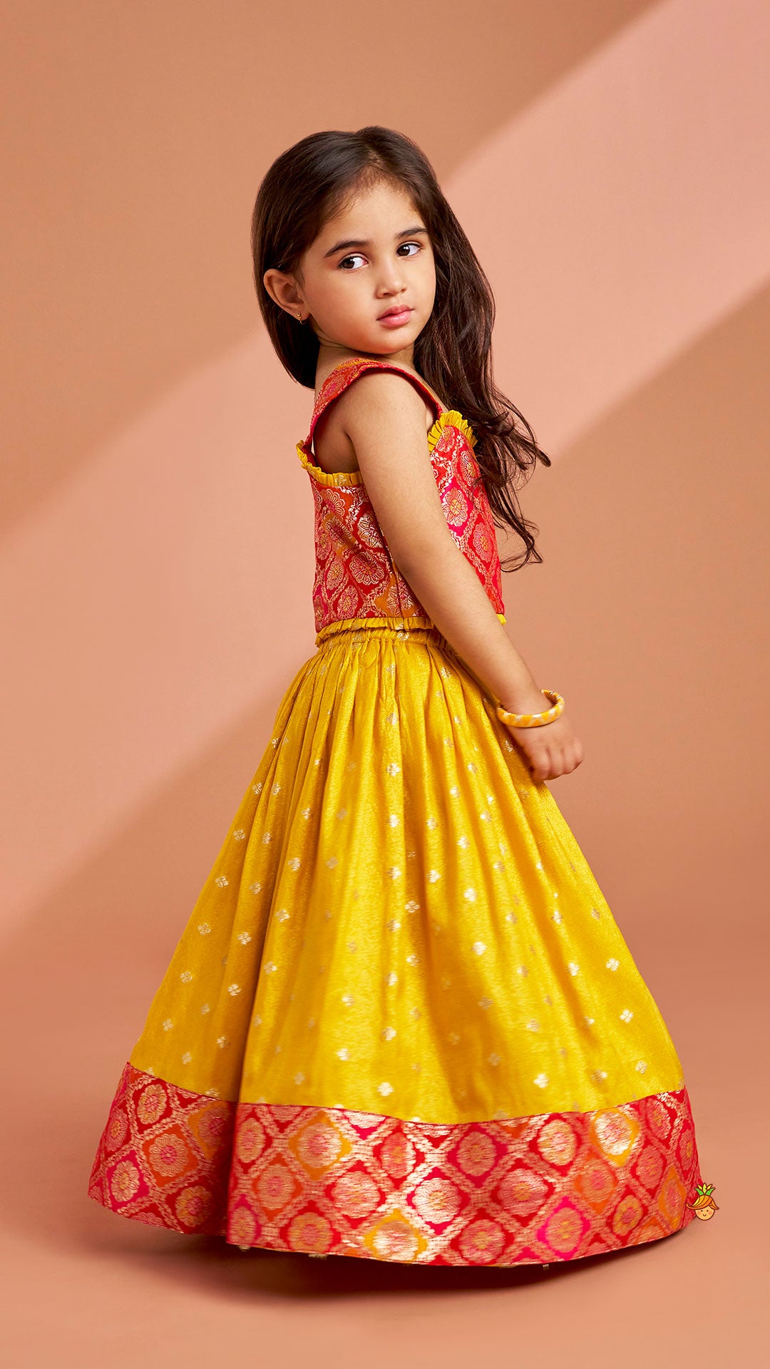 Pre Order: Brocade Top With Lehenga And Dupatta