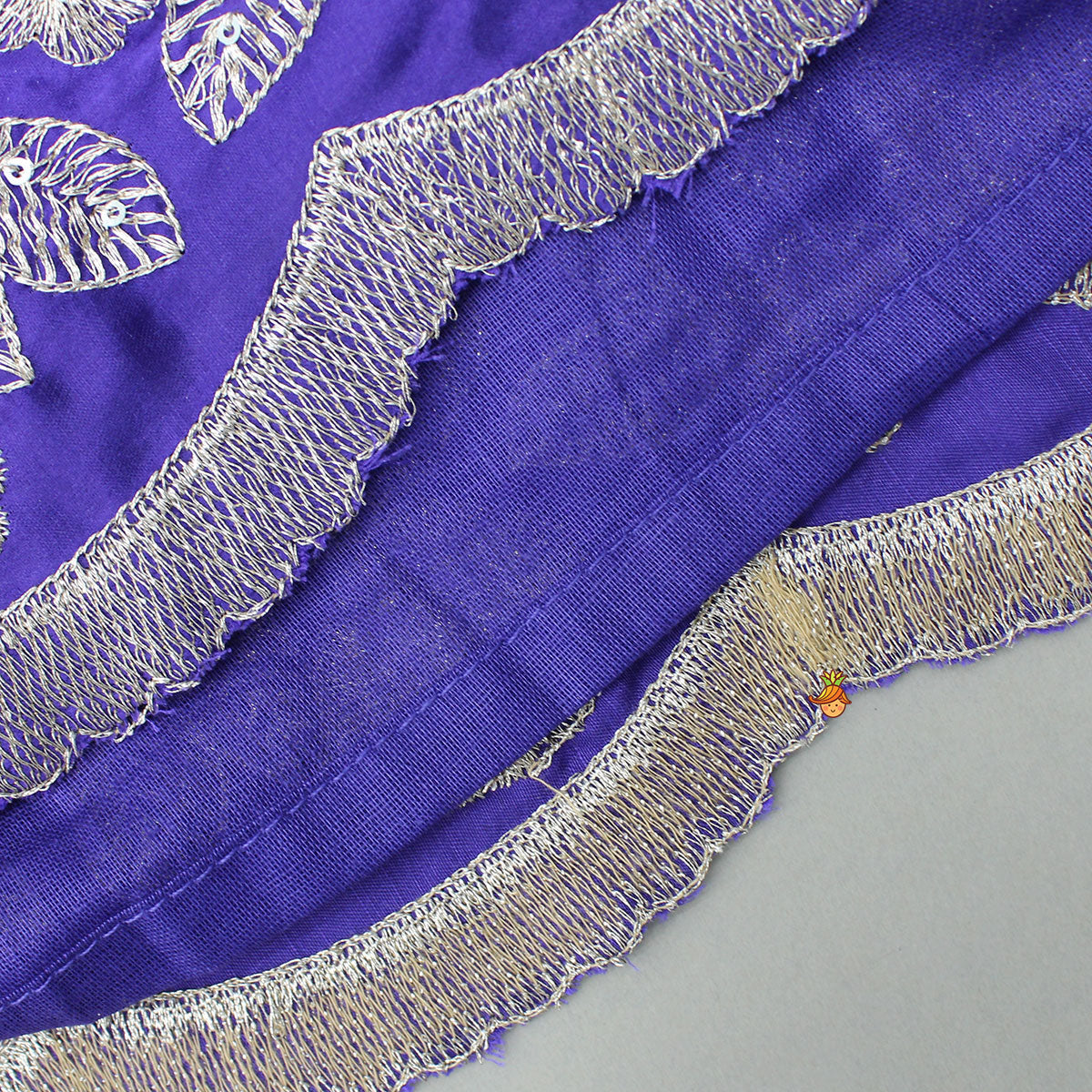 Pre Order: Purple Halter Neck Floral Embroidered Top With Embroidered Lehenga