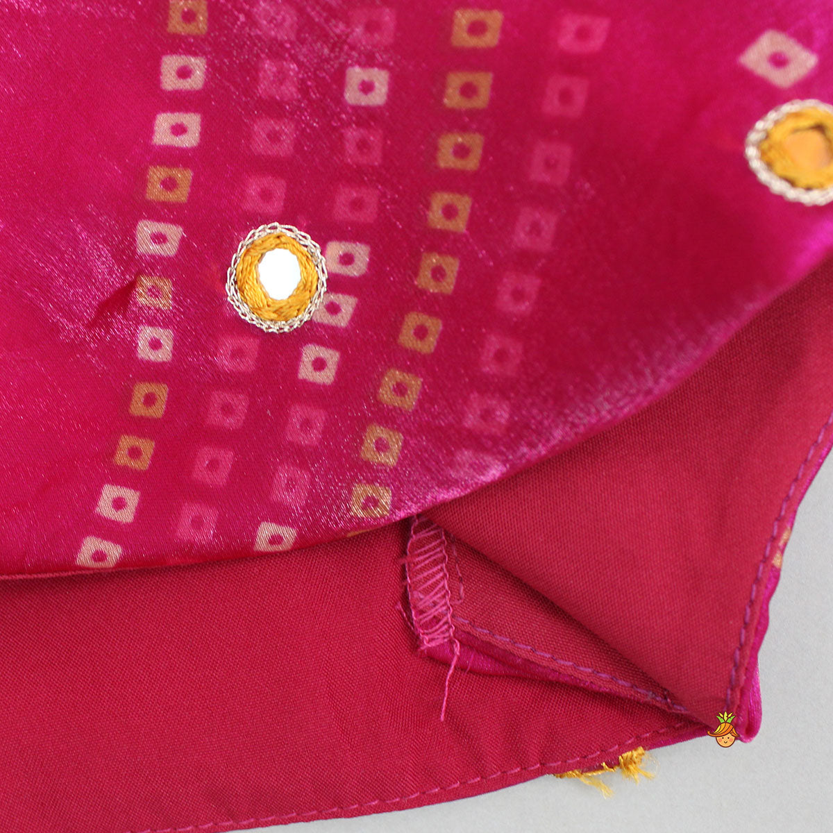 Pre Order: Tissue Flowy Bandhani Top With Lehenga And Dupatta