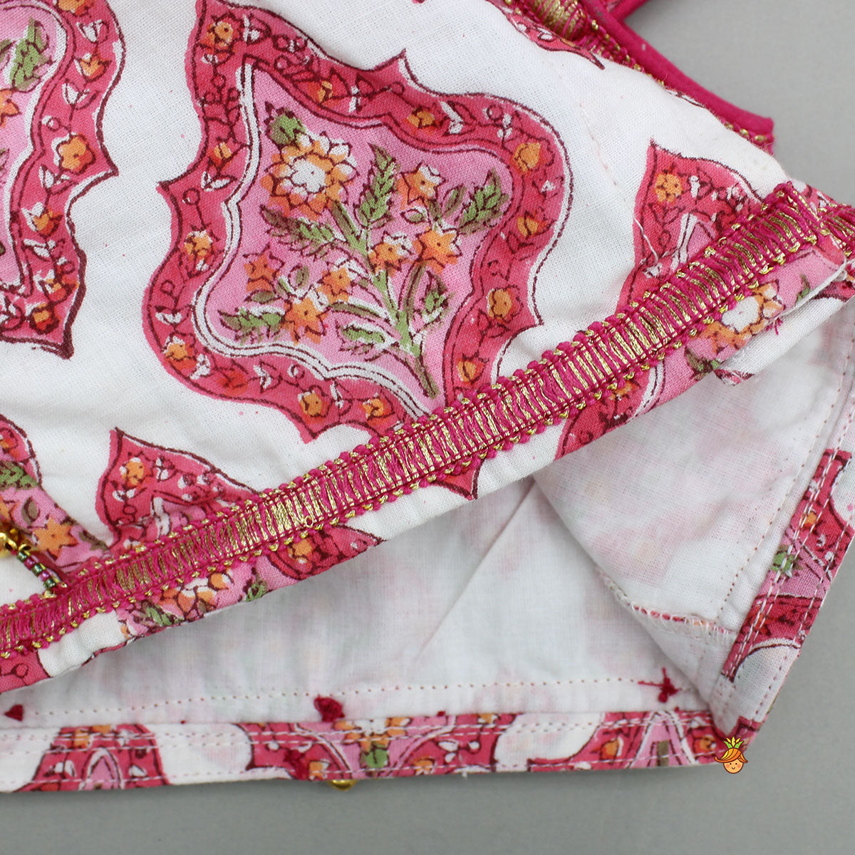 Pre Order: Beautiful Cotton Printed Sweetheart Neck Top With Printed Lehenga And Dupatta