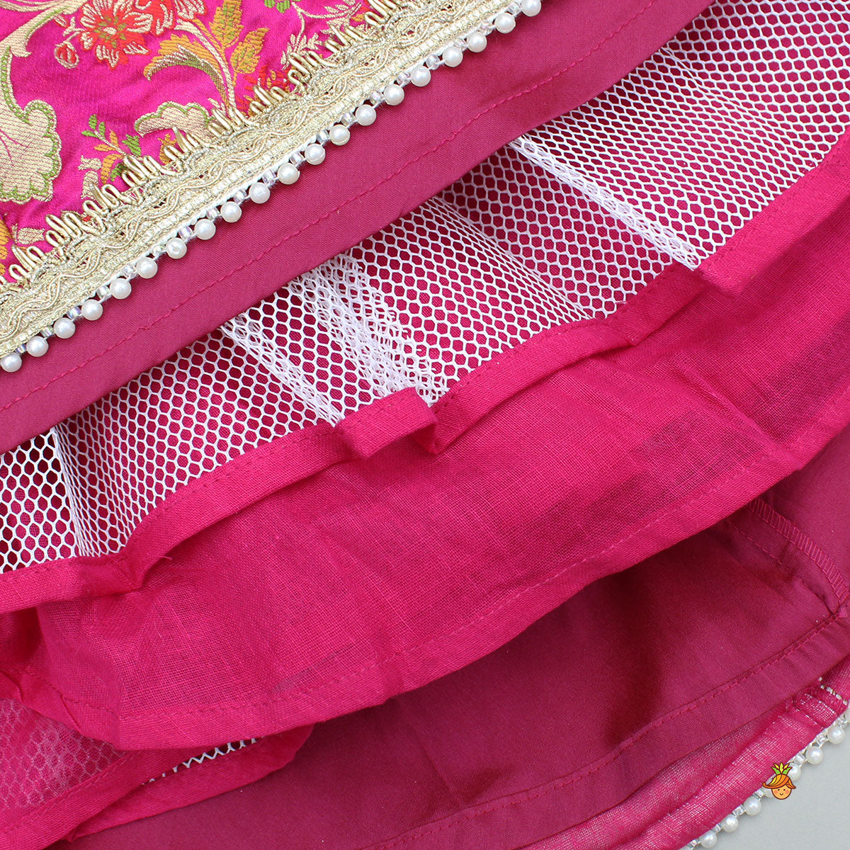 Pre Order: Stylish Brocade Multicolour Top And Lehenga With Net Dupatta