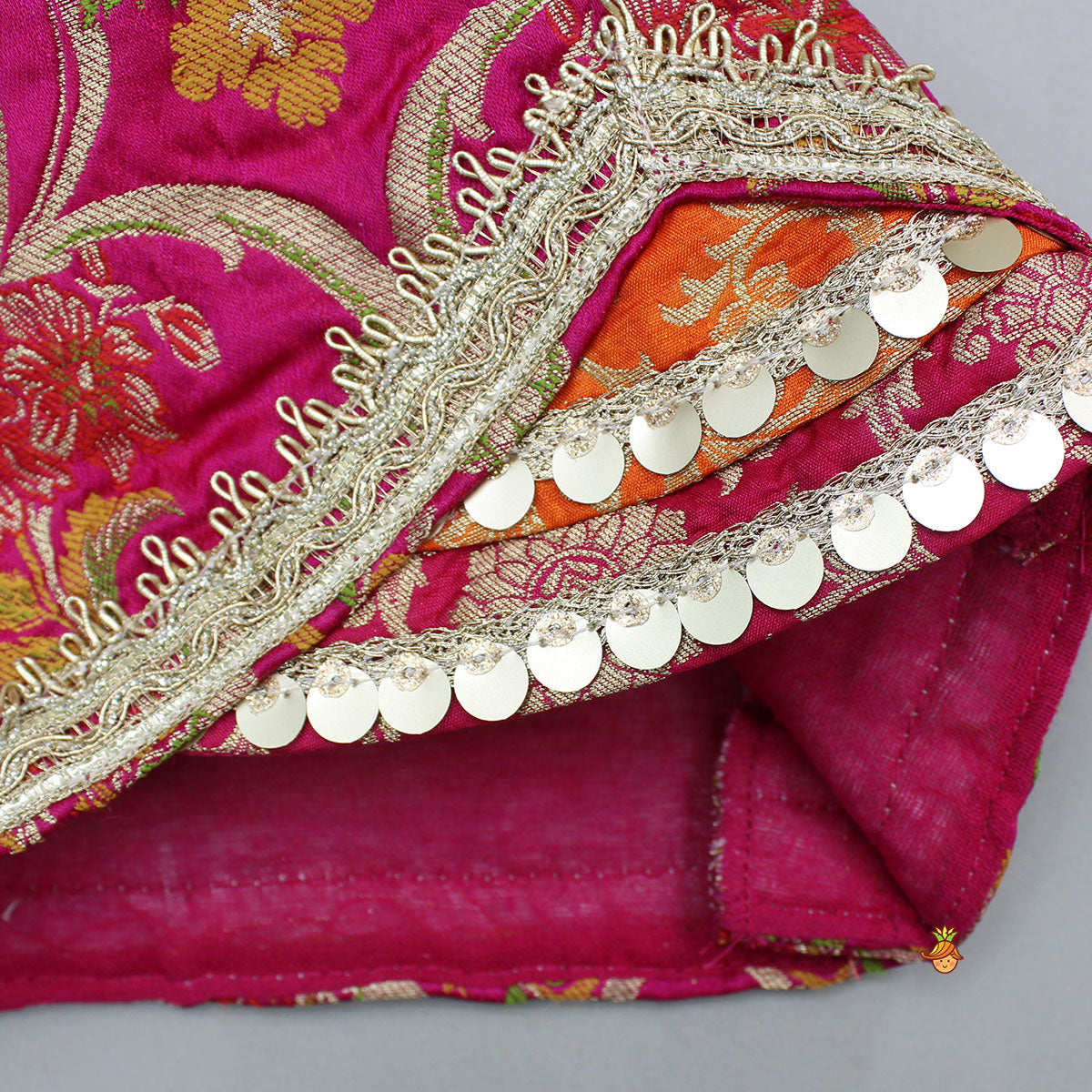 Pre Order: Stylish Brocade Multicolour Top And Lehenga With Net Dupatta