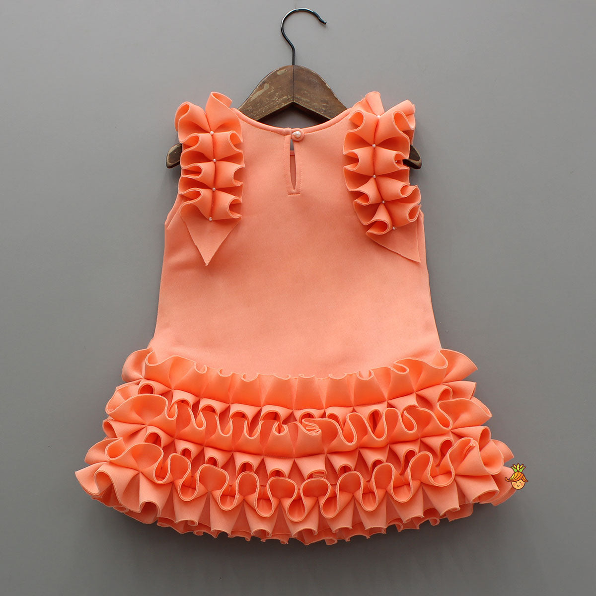 Stylish Peach Ruffled Dress