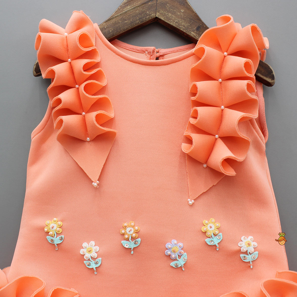Stylish Peach Ruffled Dress