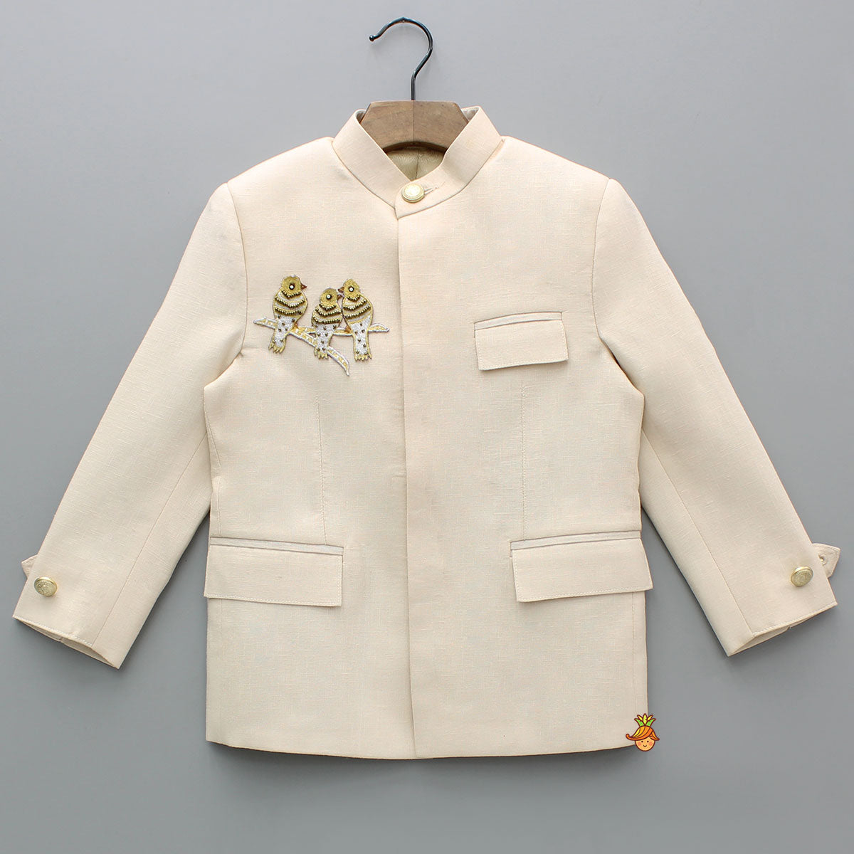 Pre Order: Beige Sherwani With Pocket Detailing And Matching Pant