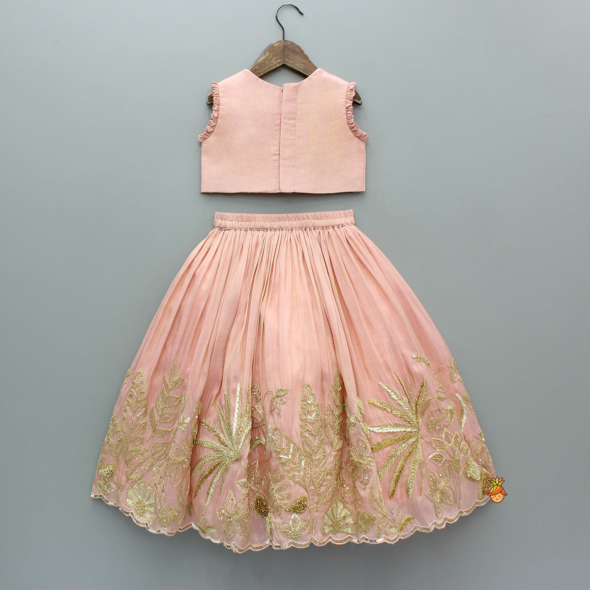 Pre Order: Gorgeous Shimmery Embroidered Top With Shimmery Flared Lehenga And Dupatta