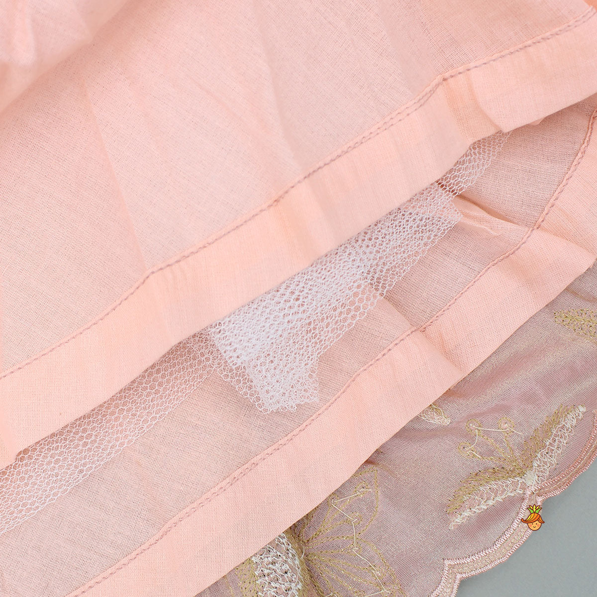 Pre Order: Gorgeous Shimmery Embroidered Top With Shimmery Flared Lehenga And Dupatta
